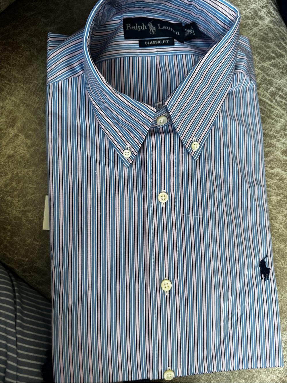 NEW NWT Size 16 34/35 Ralph Lauren Blue Pink Multi-Stripe Classic Dress Shirt - Picture 3 of 6